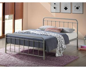 4ft Small Double Miami Light grey Tubular Metal Retro Victorian Bed Frame Bedstead.